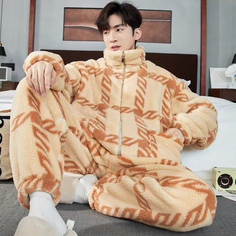Pijama de invierno grueso con cremallera para hombre