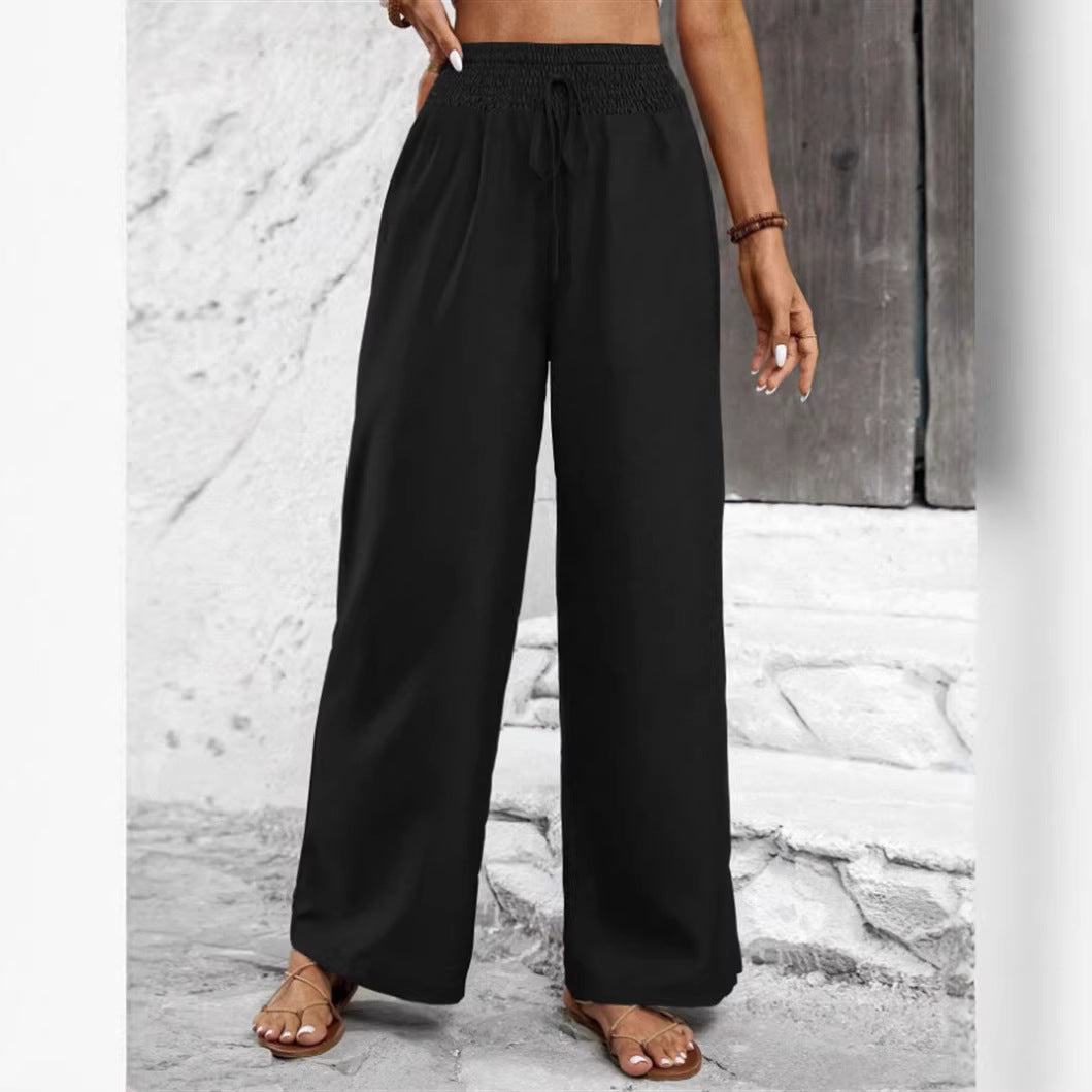 Pantalones casuales de cintura alta y elástica para mujer que favorecen la figura