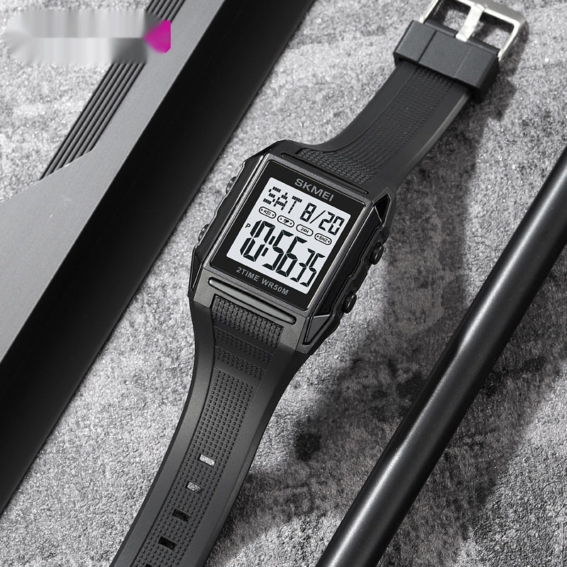 Reloj deportivo electrónico cuadrado, ligero, resistente al agua y luminoso: una opción clásica y elegante.