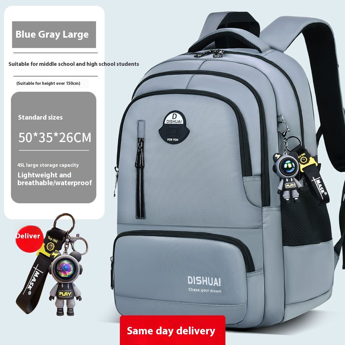 Mochila para niños de gran capacidad y ligera.