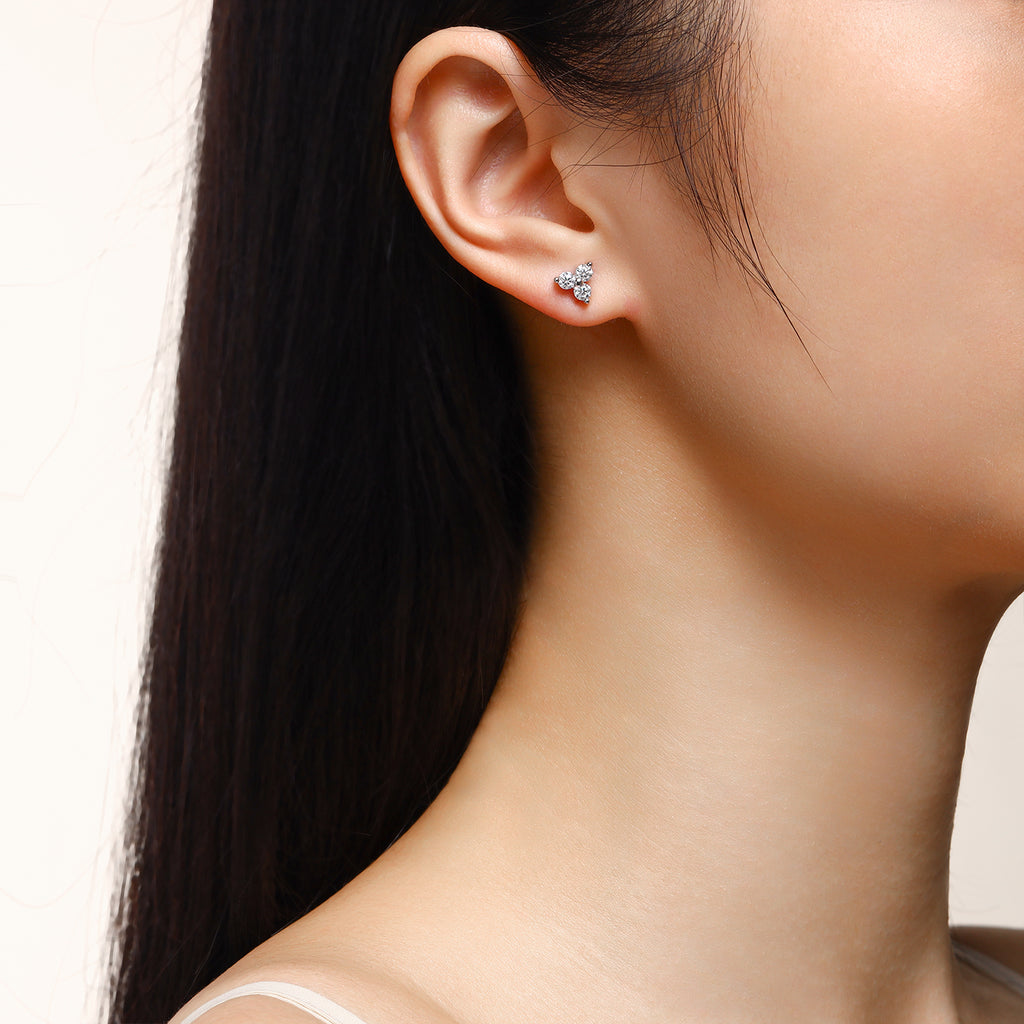 Pendientes de plata de ley S925 bañados en platino y con moissanita de alta calidad, joyería de lujo, ligera y moderna.