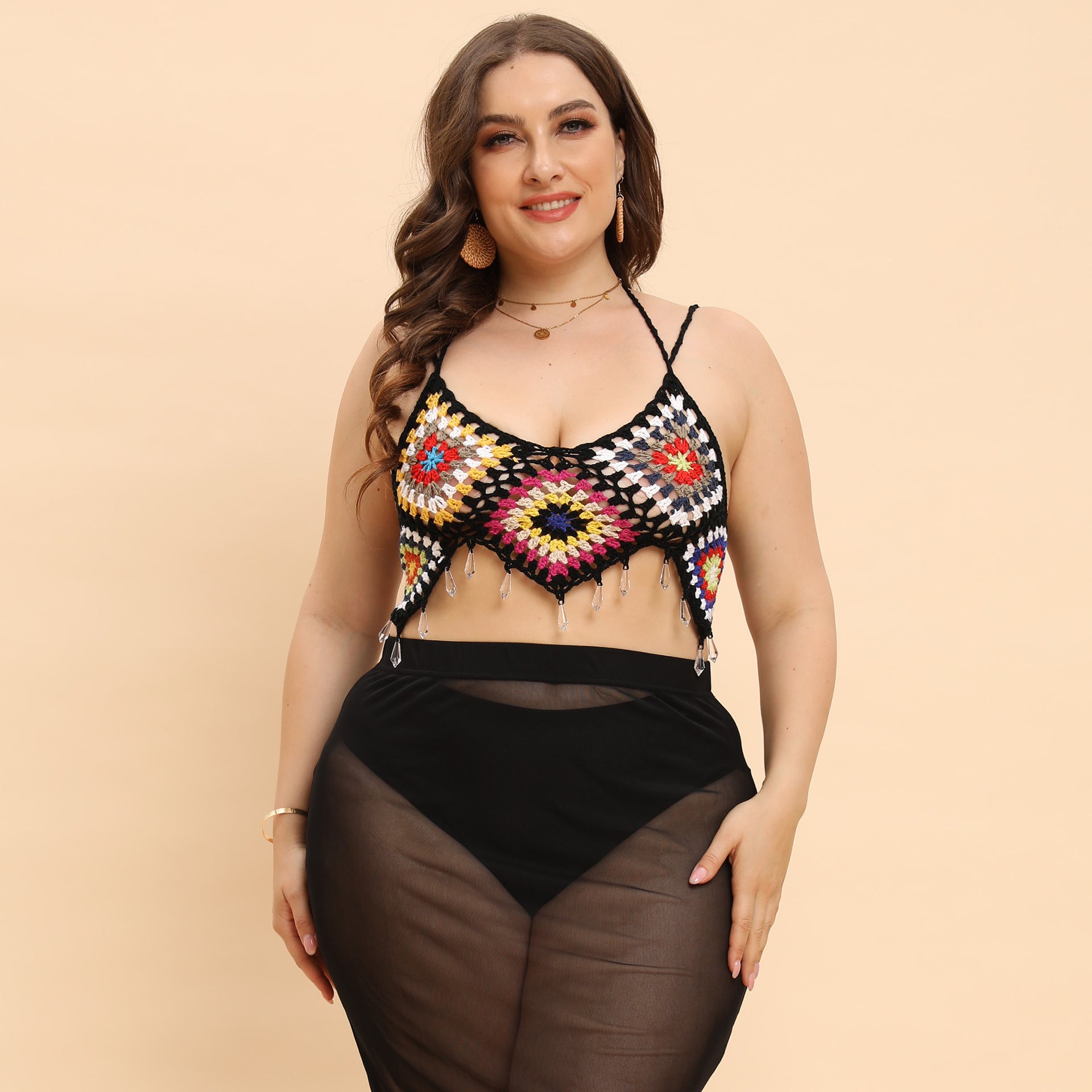 Ladies Ladies Tops Pure Hand Crochet Pendant Strap Bikini