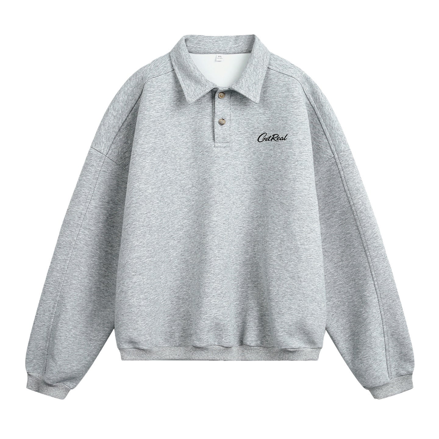 Letter-printed Lapel-button Long-sleeve Hoodie