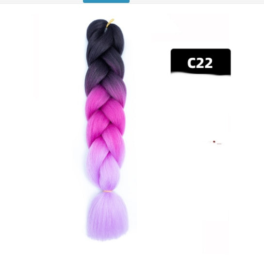 Peluca de seda africana de alta temperatura con fibra química y trenza grande en color degradado
