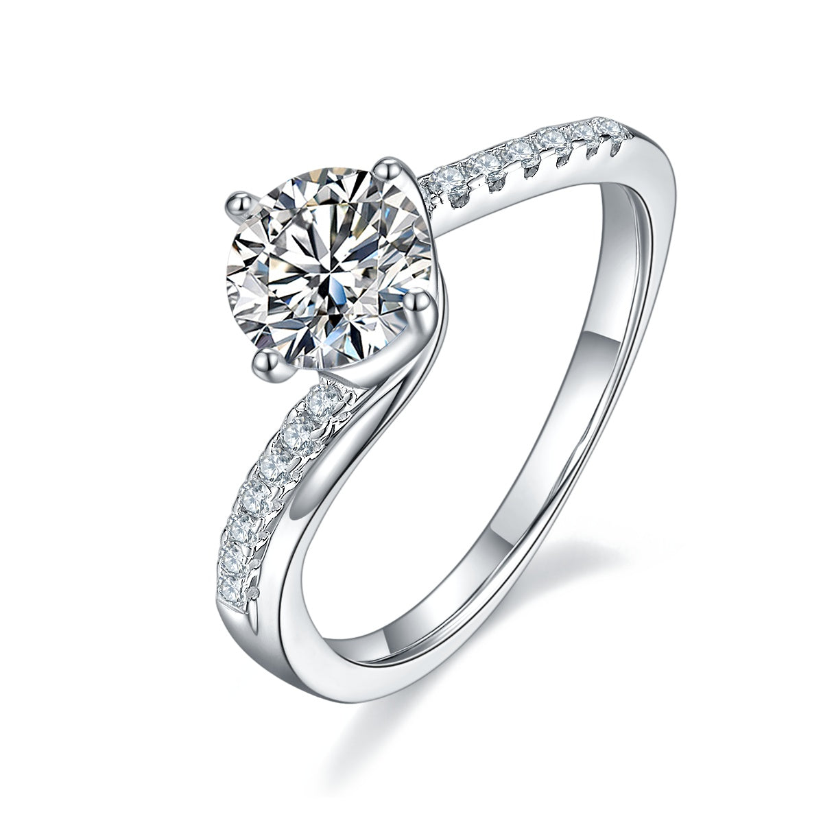 1-carat Luxury And Fashionable Light Luxury Jewelry Silver Ring Set With Top-quality Moissanite, S925 Silver Plated Platinum