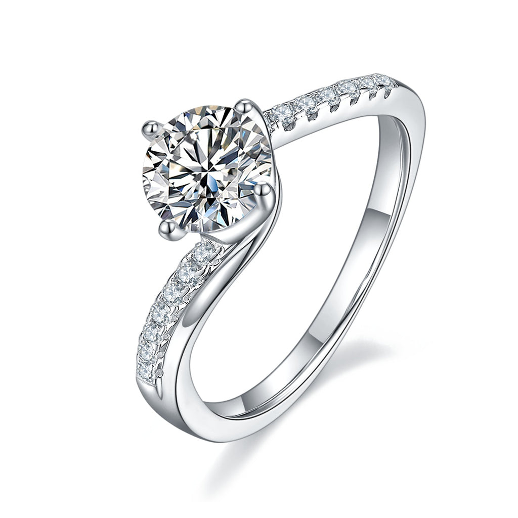 1 carat Luxury And Fashionable Light Luxury Jewelry Silver Ring Set With Top quality Moissanite Silver Plated Platinum