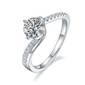 1 carat Luxury And Fashionable Light Luxury Jewelry Silver Ring Set With Top quality Moissanite Silver Plated Platinum