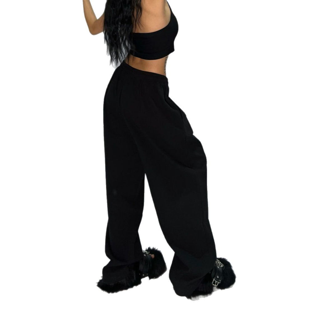 Pantalones deportivos holgados, versátiles y de color liso para mujer
