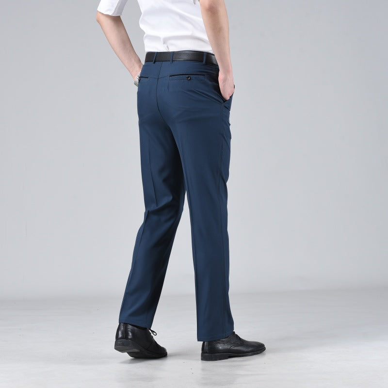 Pantalones casuales de color liso y pierna recta para hombre