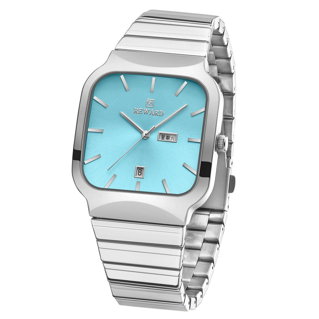 Reloj funcional informal de pareja con doble punta cuadrada