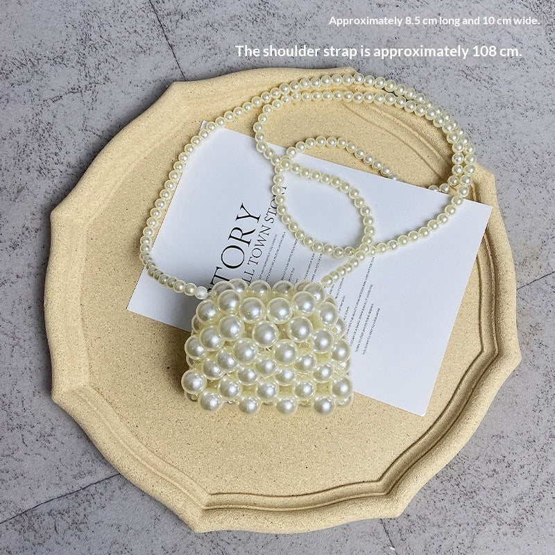 Bolso bandolera de verano versátil, mini, retro, tejido a mano con perlas