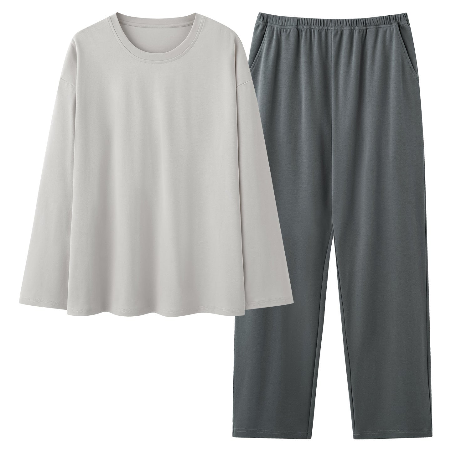 Conjunto de pijama para hombre de 100% algodón con camiseta de manga larga y pantalón largo.