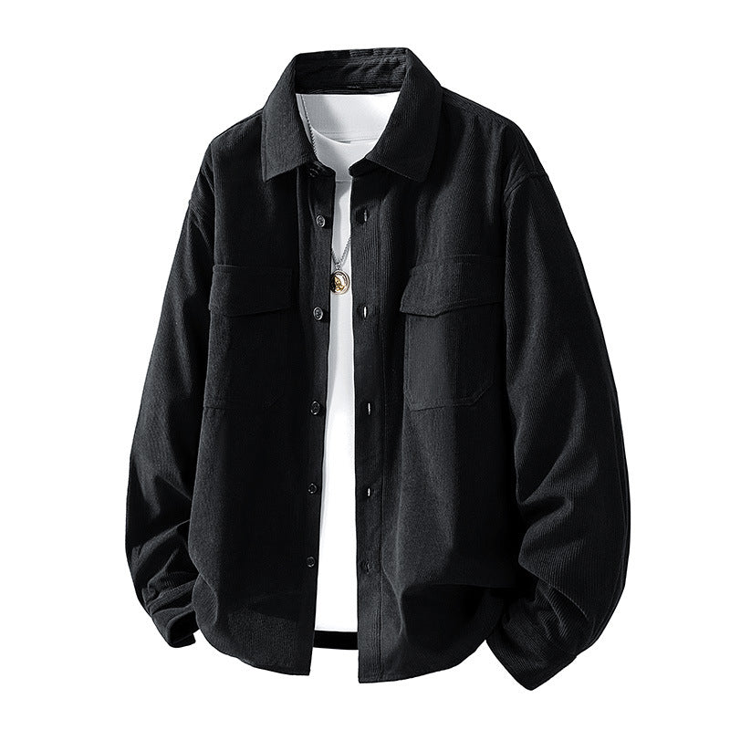 Mens Pocketed Padded Vintage Corduroy Long-Sleeve Jacket
