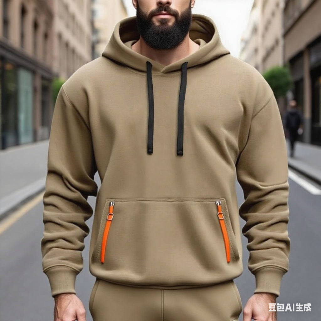 Nueva sudadera con capucha forrada de polar para hombre otoño-invierno