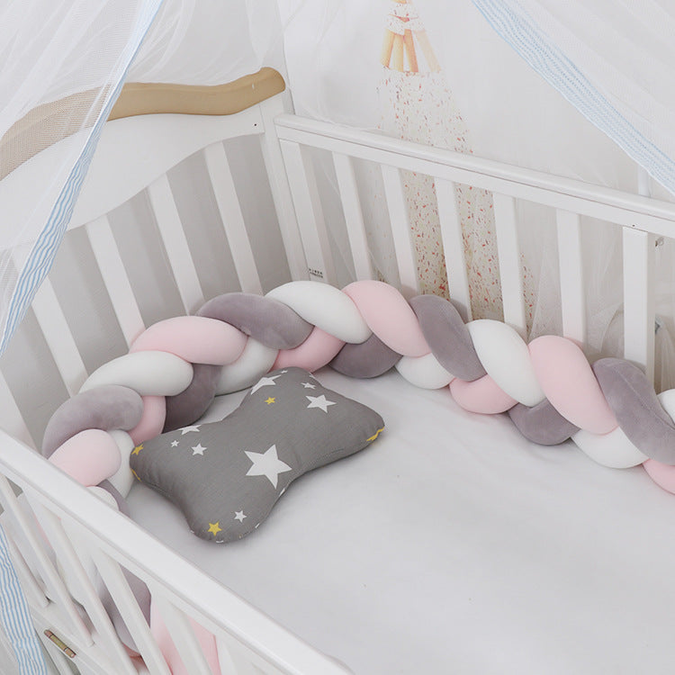 Protector de cuna para bebé, cojín con nudo trenzado, protector de cuna para bebé, decoración de habitación