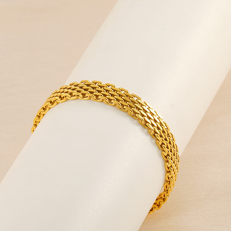 Pulsera de cadena para mujer, estilo informal de negocios, de metal dorado y plateado, joyería