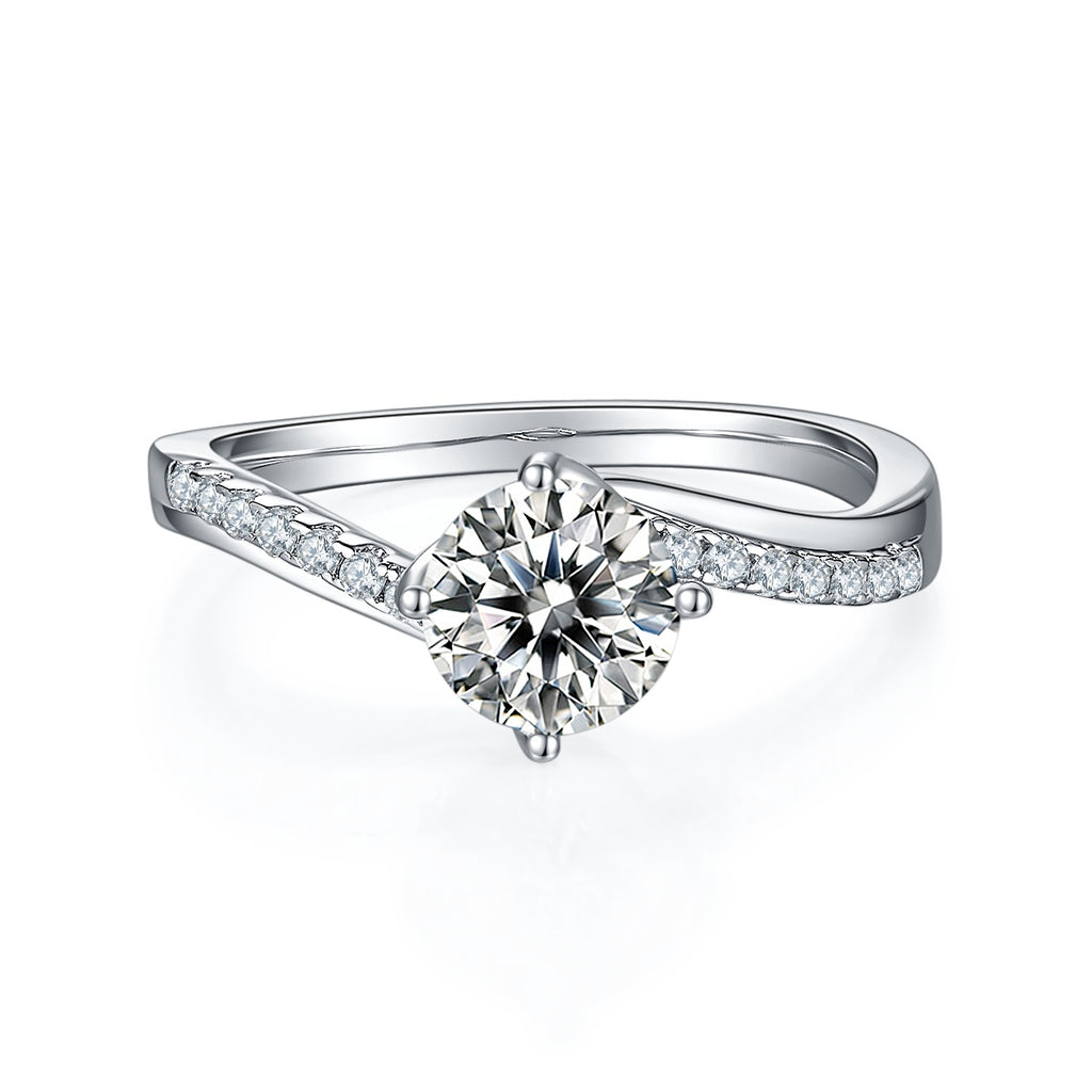 1 carat Luxury And Fashionable Light Luxury Jewelry Silver Ring Set With Top quality Moissanite Silver Plated Platinum