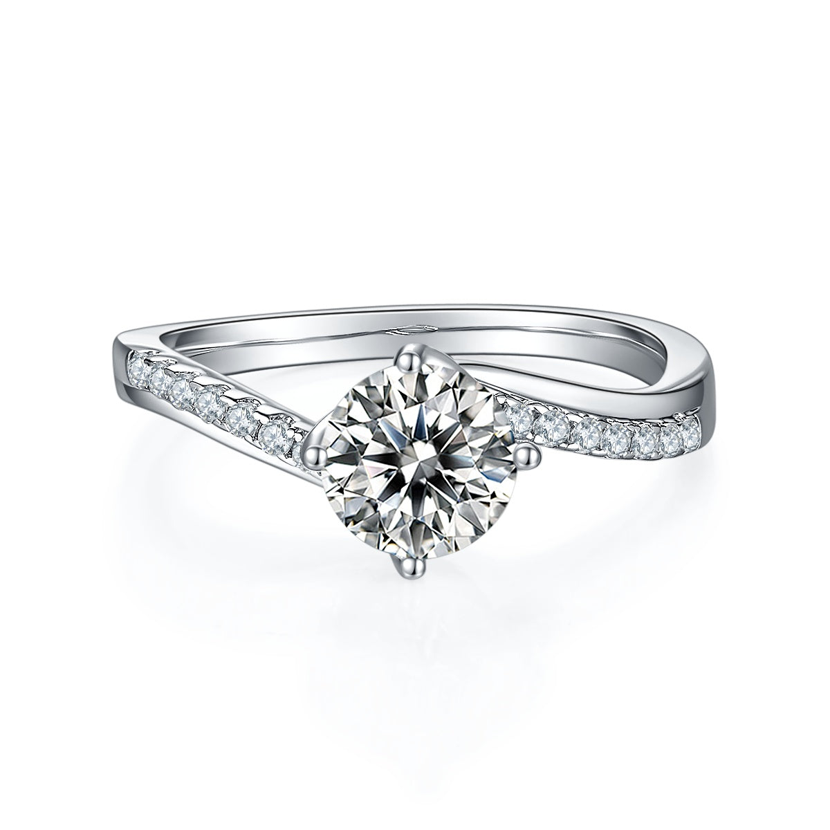 1-carat Luxury And Fashionable Light Luxury Jewelry Silver Ring Set With Top-quality Moissanite, S925 Silver Plated Platinum