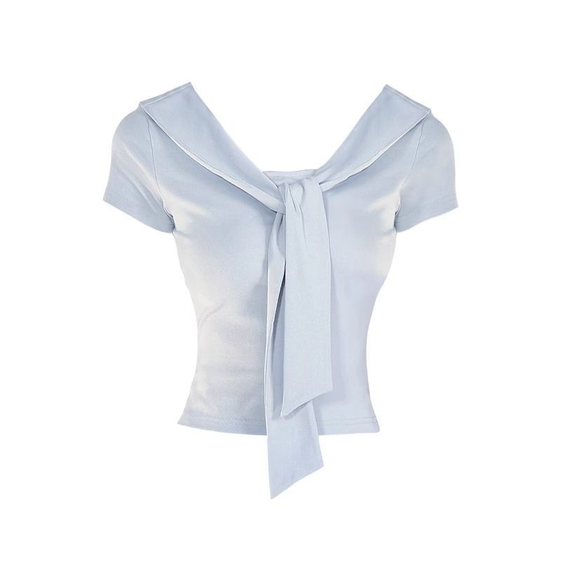 V-neck Straight-shoulder Modal Cotton Short-sleeve T-shirt