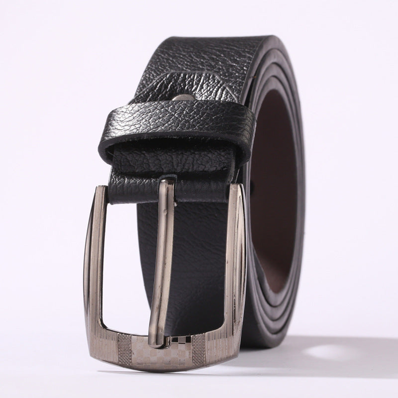 Cinturón de cuero informal para hombre con hebilla para pantalones