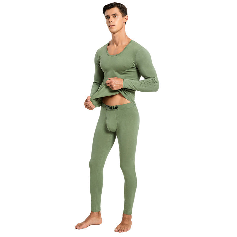 Ropa interior térmica de punto de algodón elástico, ajustada, para otoño