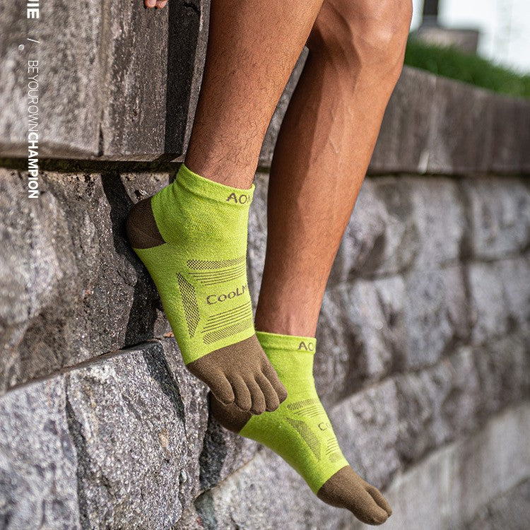 Calcetines profesionales de cinco dedos para correr, hasta media pantorrilla, para maratones al aire libre