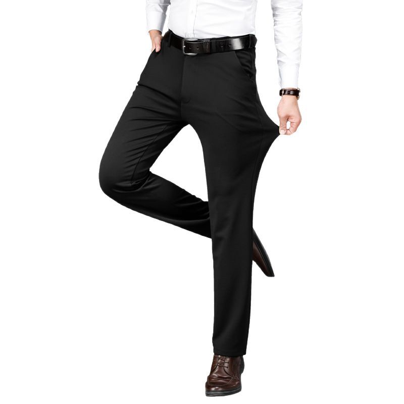 Pantalones casuales rectos de negocios elásticos para hombre