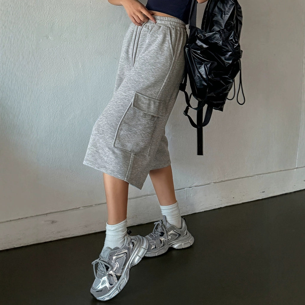 Straight-leg Figure-flattering Gray Wide-leg Capris Versatile