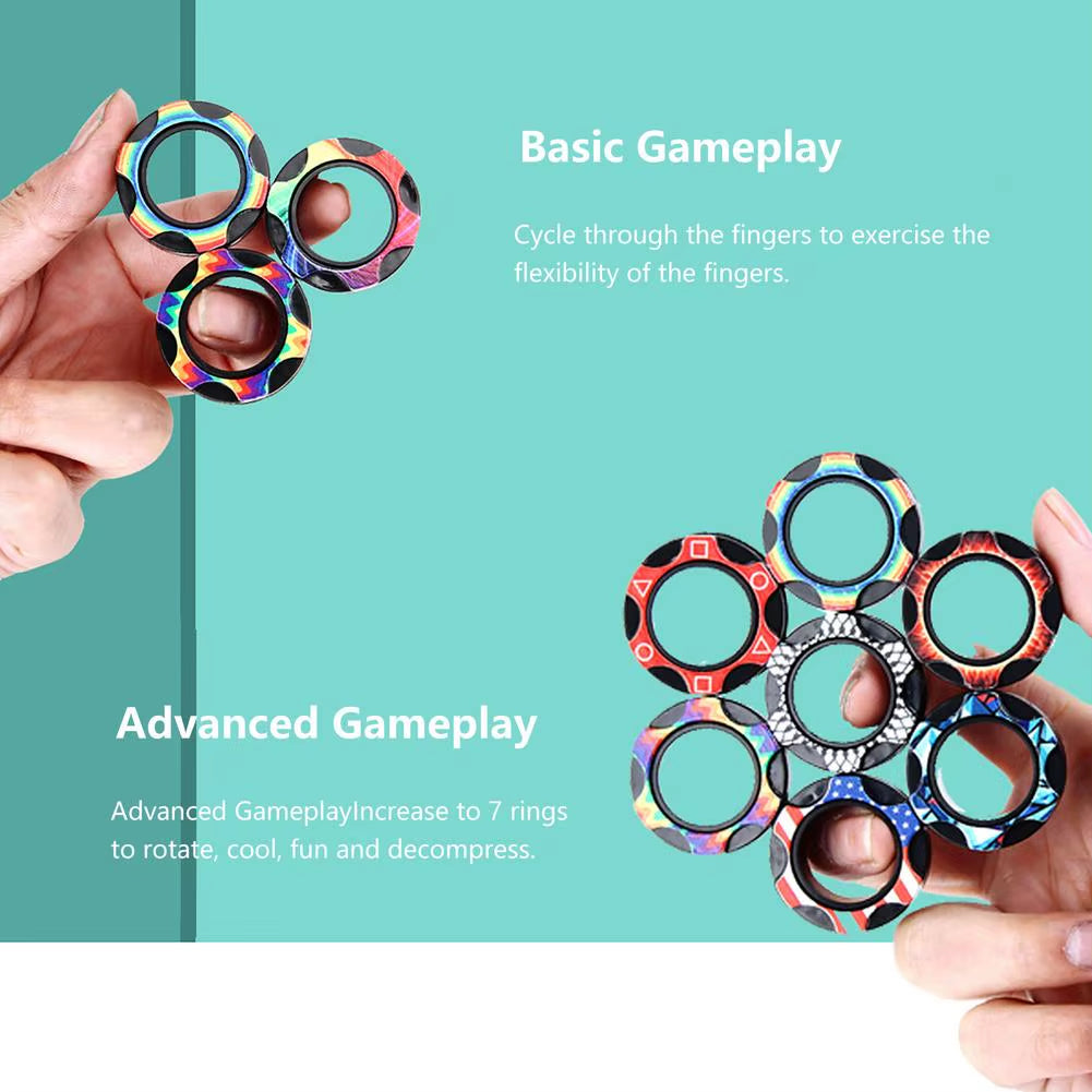 3 PCS Magnetic Rings Set Anti-Stress Fidgetes Unzip Toy Children Magnetic Ring Finger Spinner Ring Adult Decompression Toys Xmas