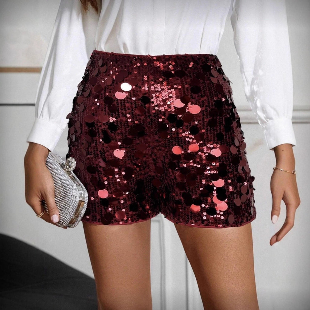 Pantalones cortos con cuentas y lentejuelas para discoteca de mujer