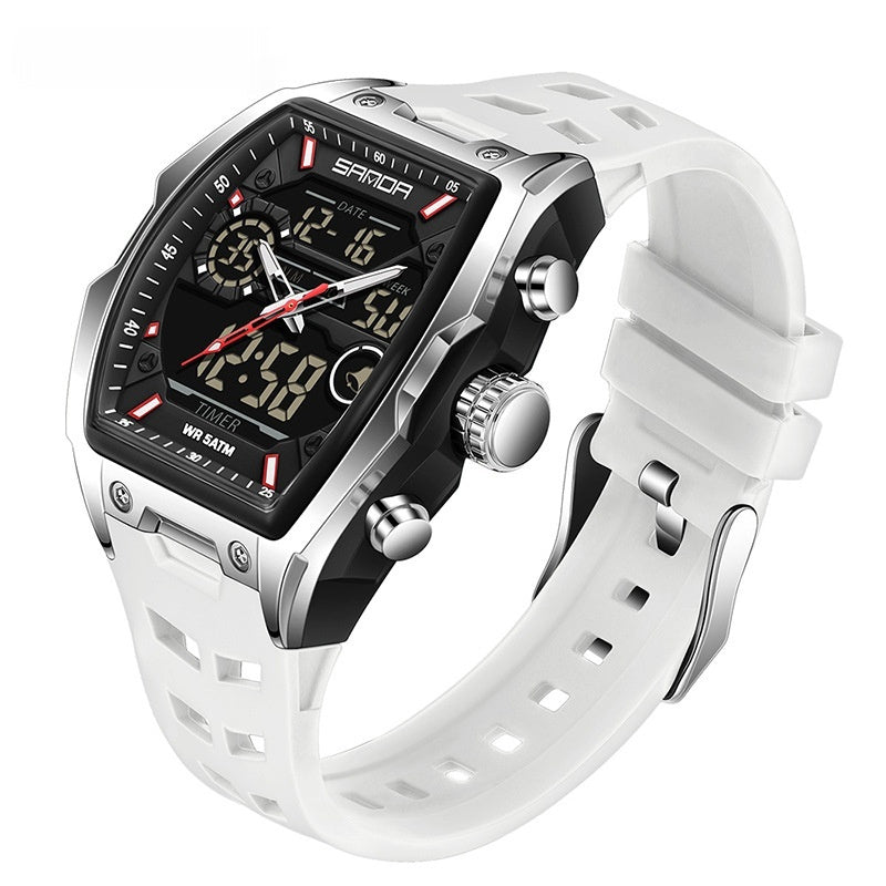 Reloj electrónico deportivo luminoso multifuncional con forma de barril