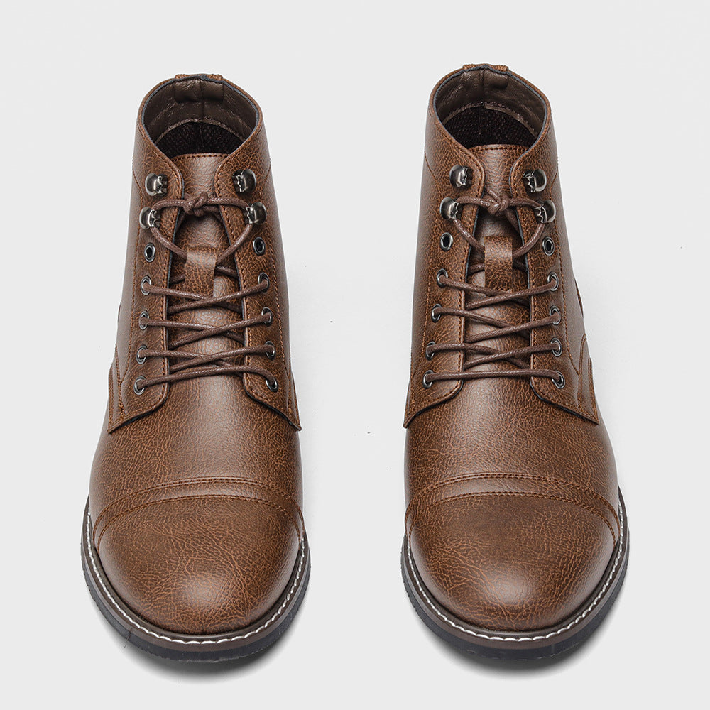 Botas casuales de cuero vintage para hombre