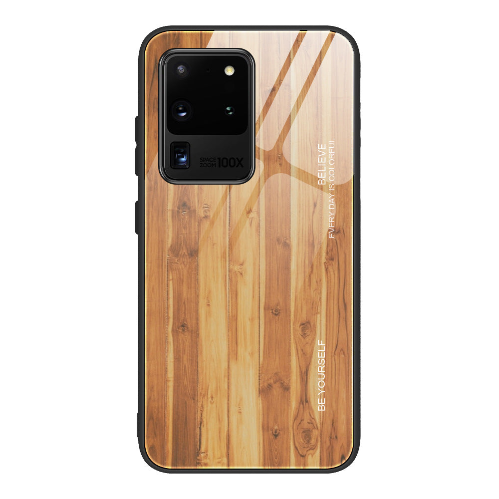 Funda para teléfono de vidrio templado con veta de madera