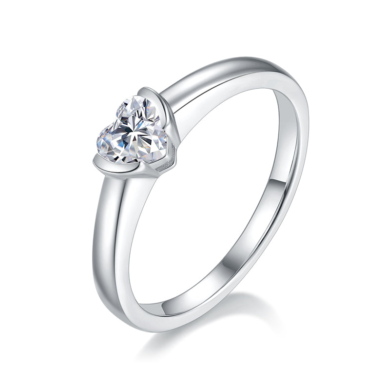 Heart-shaped Moissanite Set With Top-quality Moissanite Luxury And Fashionable Light Luxury Jewelry Silver Ring S925 Silver-plated Platinum