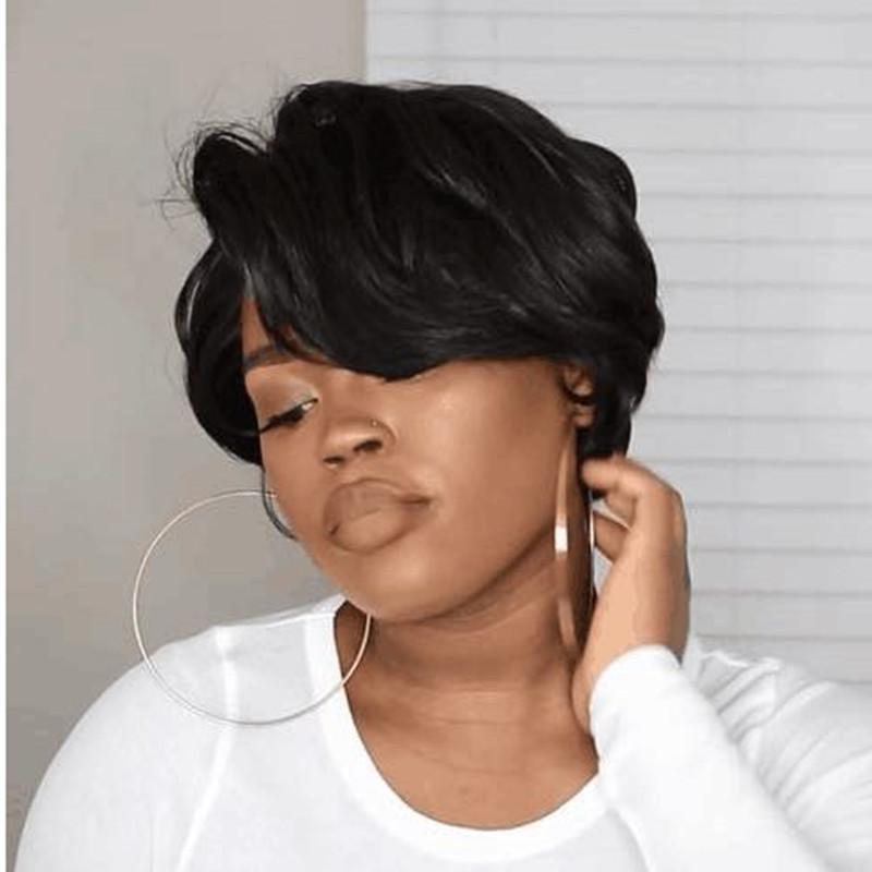 Pelucas cortas bob con encaje frontal para mujeres negras, cabello humano