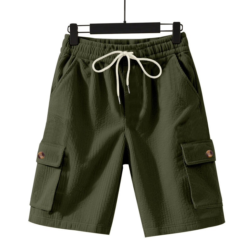 Men's Heavyweight Loose Casual Corduroy Utility Cropped Shorts