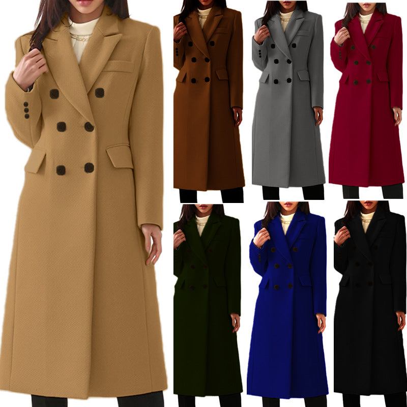 Nuevo abrigo sencillo de lana para mujer otoño-invierno