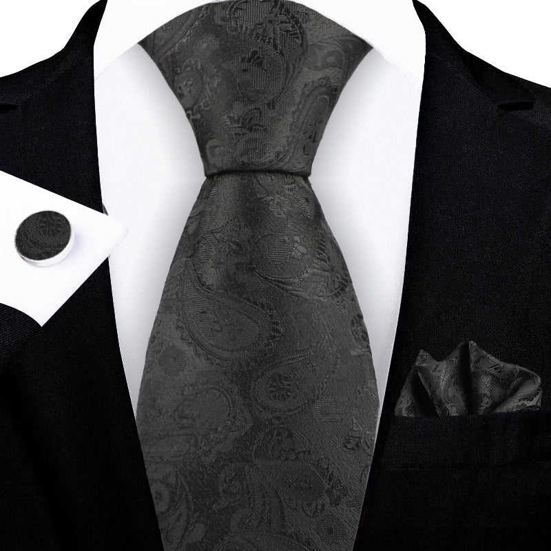Corbata con flores de anacardo bordadas en jacquard