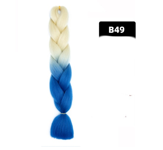 Peluca de seda africana de alta temperatura con fibra química y trenza grande en color degradado