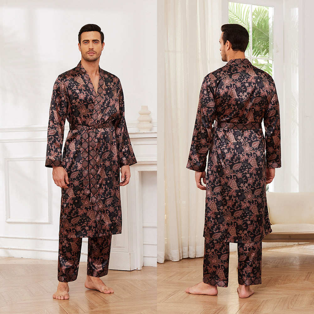 Pijama fino de manga larga para hombre de otoño