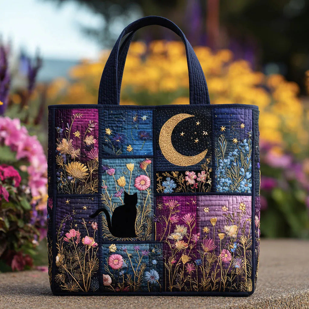 Bolso tote creativo de gran capacidad con impresión digital y bordado acolchado.