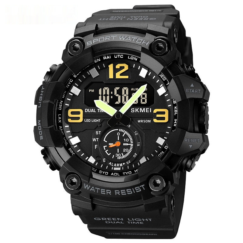 Reloj electrónico deportivo multifuncional de doble movimiento para hombre