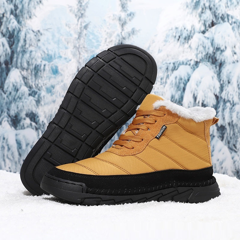 Botas de nieve de caña media para hombre con suela antideslizante forrada de algodón