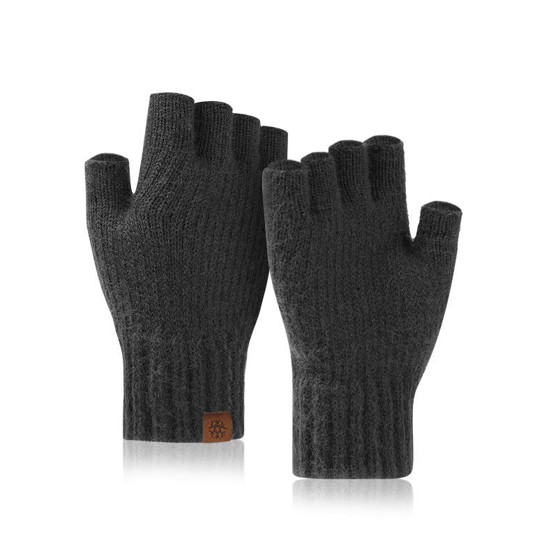 Guantes térmicos de medio dedo con forro polar para exteriores para hombre