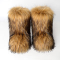 Winter Fur Integrated Imitation Raccoon Fur Women's Snow Boots Fluffy Shoes Outdoor Middle Boots