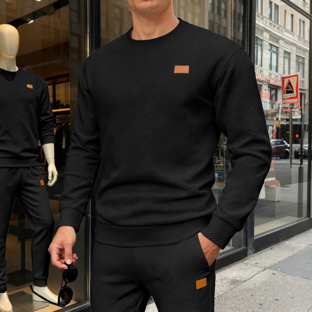 Simple Relaxed-fit Crew-neck Sweatshirt With A Textured Weave For Everyday Wear