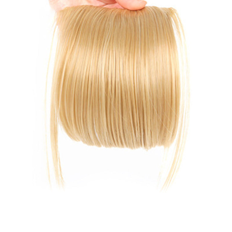 Peluca sintética de estilo europeo y americano con flequillo lateral y pinzas para el pelo para mujer.