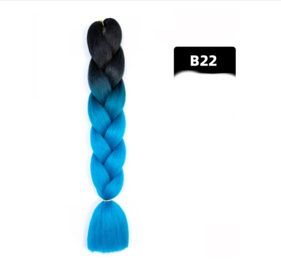 Peluca de seda africana de alta temperatura con fibra química y trenza grande en color degradado