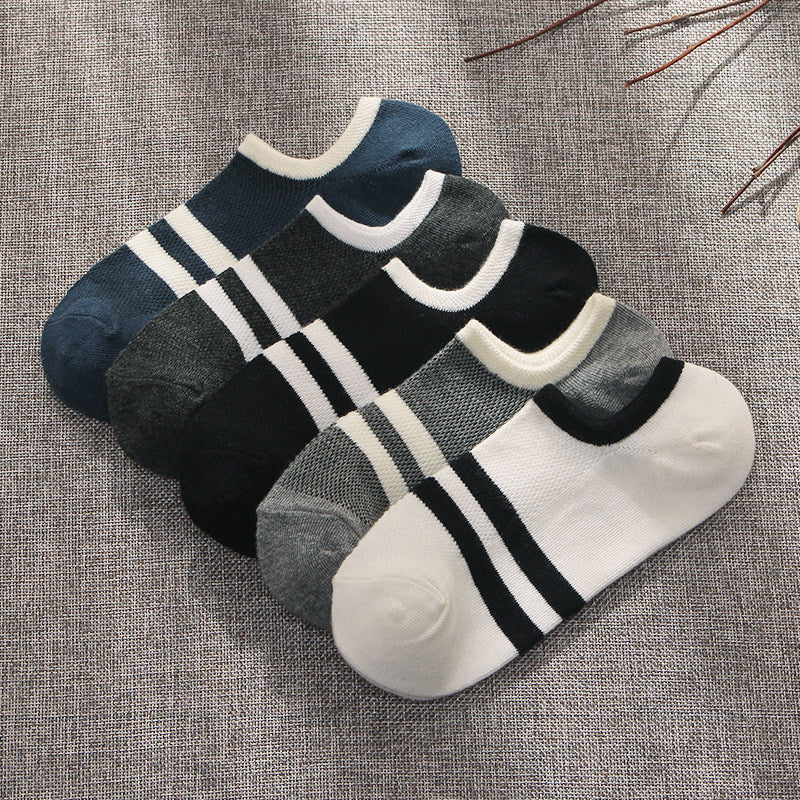 Calcetines tobilleros de corte bajo, transpirables, de algodón, de color liso, de verano, de negocios, modernos, absorbentes del sudor y de corte bajo.