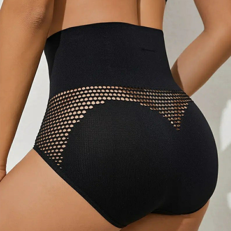 Ropa interior moldeadora de cintura alta y ahuecada para mujer que levanta los glúteos y el abdomen.